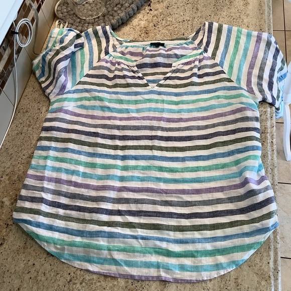 Talbots Linen Striped Women's Top Size Medium - Picture 8 of 8